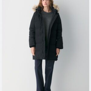 Aritzia Black Puffer Coat with Fur Hood